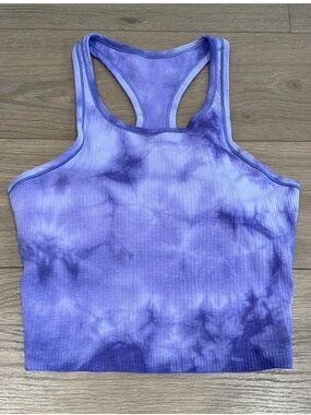LULULEMON Marble Dye Charged Indigo Ebb To Street Racerback Crop Tank Active 12
